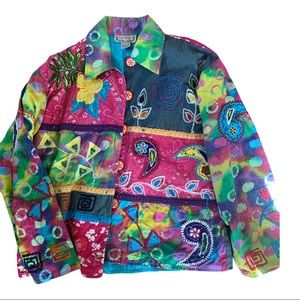 Hippy tie dye button down top